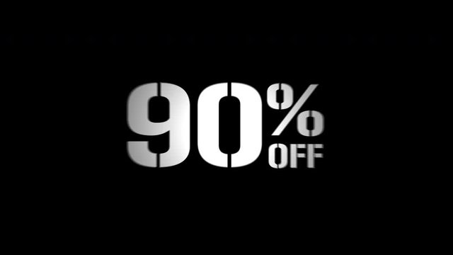 Black Friday Off Sale set of 9 percentage text animation promotion video glitch effect with black cutting frames between animations 4k
