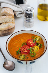 Traditional spanish tomato soup gazpacho in a bowl