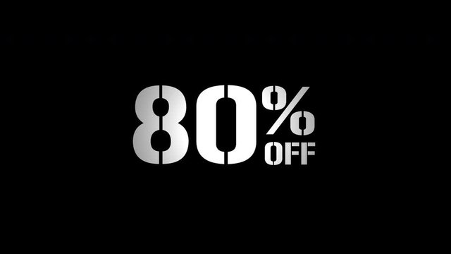 Black Friday Off Sale set of 9 percentage text animation promotion video glitch effect with black cutting frames between animations 4k