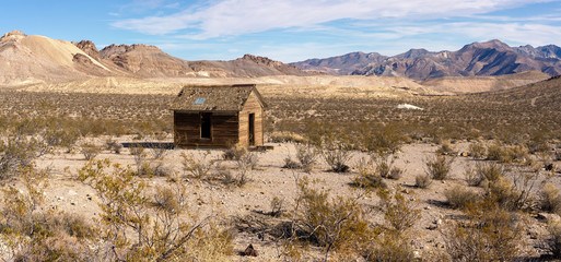 Abandoned shed at Ghost town Rhyolite near Beatty at Hwy 374, Nevada, USA