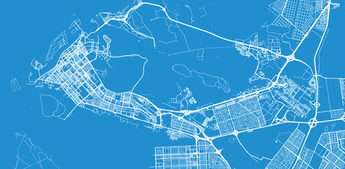 Urban vector city map of Abu Dhabi, United Arab Emirates