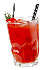 Alcohol cocktail isolated on white. Bloody Mary