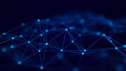Fototapeta premium Network connection structure. Abstract background with interweaving of dots and lines. 3D rendering.