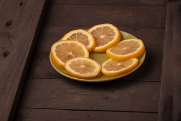 Lemon cut into rings and sprinkled with sugar