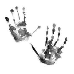 ink print of hands isolated on white
