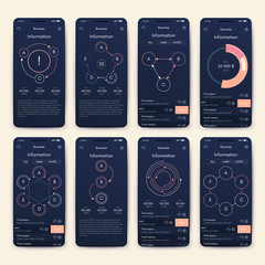 Different UI, UX, GUI screens and flat web icons for mobile apps