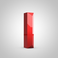 Red glossy chiseled letter I uppercase