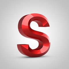 Red glossy chiseled letter S uppercase