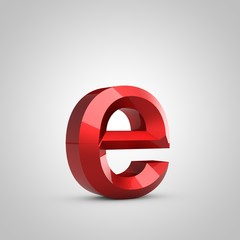 Red glossy chiseled letter E lowercase