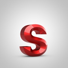 Red glossy chiseled letter S lowercase