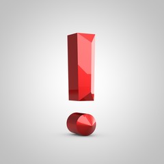 Red glossy chiseled exclamation point symbol