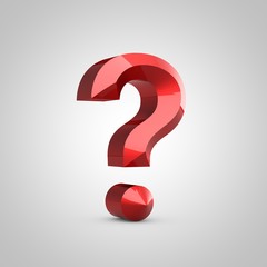 Red glossy chiseled question symbol