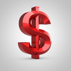 Red glossy chiseled dollar symbol