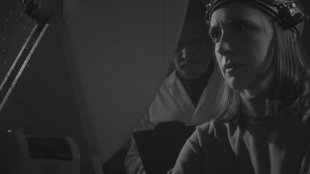 Scientific hypnosis test in a vintage style lab
