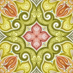 Colored Seamless Pattern with Mosaic Motif