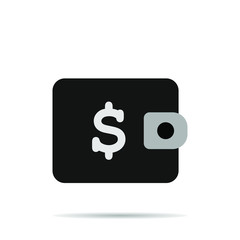 Wallet with money and cash sign dollar symbol. Simply graphic vector illustration for web, background, icon, template. Trendy flat design for your business. 