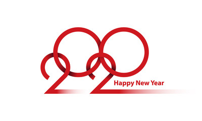 New Year 2020 Thin Line Design background. 2020 weaving line lettering. Happy New Year illustration for calendar, invitation and greeting card, poster and banner.