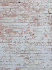 Cercles muraux Mur  old white brick wall with light red scuffs and sprinkled paint vertical layout