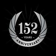 152 years anniversary celebration logotype. Elegant anniversary design. One hundred and fifty-two years logo.