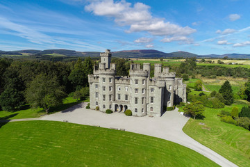Aerial image of a 17th century Castle in Scotland.