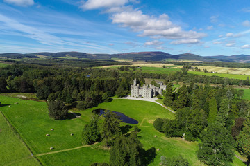 Aerial image of a 17th century Castle in Scotland.