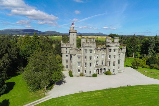 Aerial image of a 17th century Castle in Scotland.