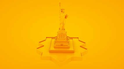 Statue of Liberty isolated on yellow background. 3d Illustration