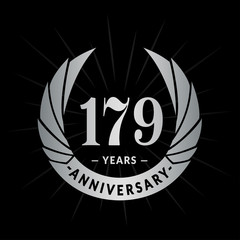 179 years anniversary celebration logotype. Elegant anniversary design. One hundred and seventy-nine years logo.