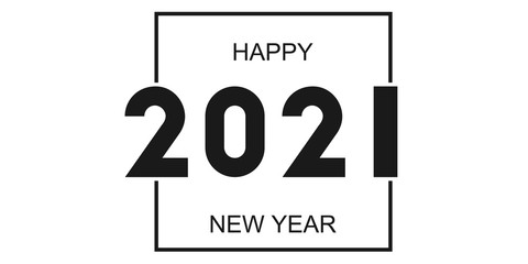 inscription in curved font 2021 on the background. Graphic design with the words happy new year. Vector illustration - obrazy, fototapety, plakaty