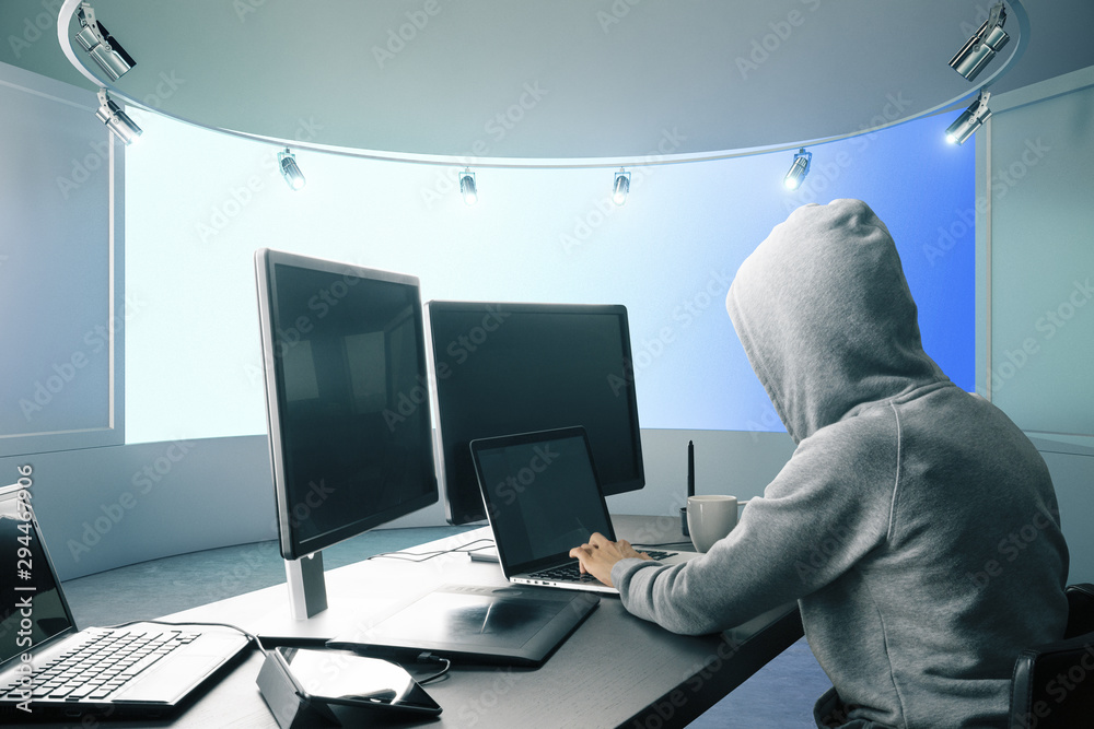 Poster Hacker using computers side