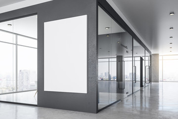 Contemporary office interior with empty poster