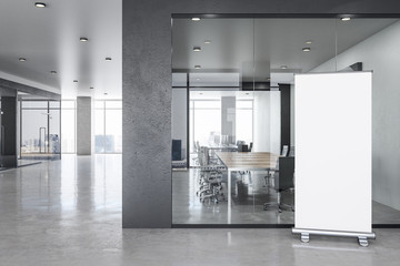 Modern office interior with empty frame