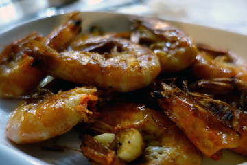Grilled tasty shrimps.