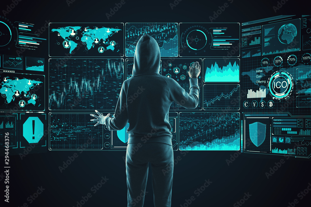Poster Hacker using hologram