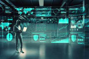Hacker using interface