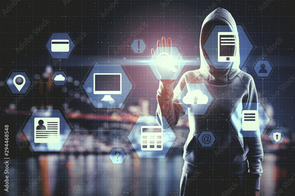 Poster cloud computing and hud concept