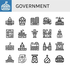 Set of government icons such as White house, Pope, Building, Scale, Capitol, Voting, Politician, Debate, Kremlin, Museum, Petronas twin tower, Government, Vows, Dome , government