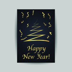 Merry Christmas and Happy new year 2020 greetings cards. Minimalism vector illustration creative golden design. For celebrating, invitation, party with text