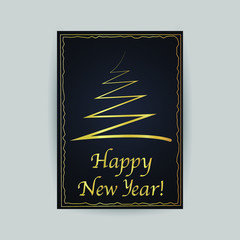 Merry Christmas and Happy new year 2020 greetings cards. Minimalism vector illustration creative golden design. For celebrating, invitation, party with text