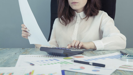 secretary checks annual report, business concept