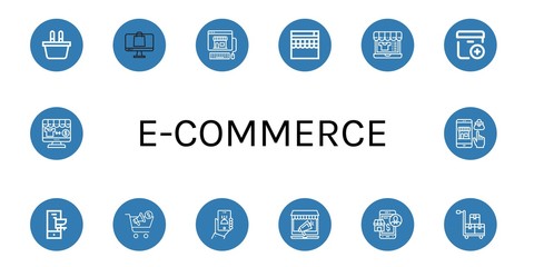 Set of e-commerce icons such as Shopping basket, Ecommerce, Online shopping, Online shop, Add package, Shopping cart, Buying, Online order, Cart , e-commerce