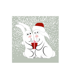 Vector illustration Christmas love under snow RGB