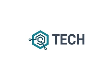 Abstract geometric hexagon technology logo design vector template