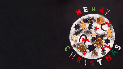 Obraz na płótnie Canvas Merry Christmas and happy holidays with creative patterns