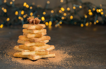 Homemade Christmas cookies in the shape of a star