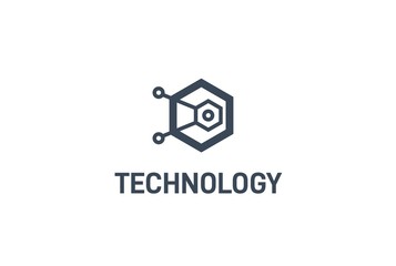 Abstract geometric hexagon connection line technology logo design vector template