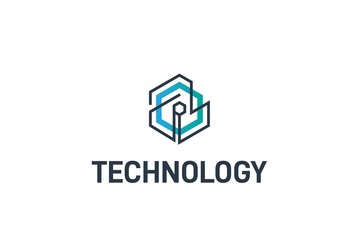 Abstract geometric hexagon connection line technology logo design vector template