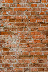 Macro texture of old red brick wall