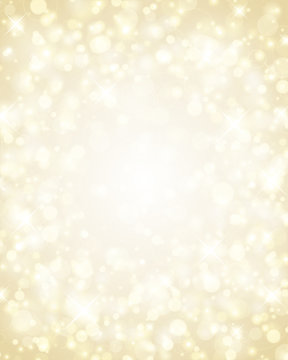 Christmas golden glitter lights background of bright glow magic bokeh and place for text vector illustration