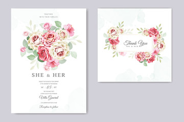 Fototapeta na wymiar wedding invitation card with elegant roses template